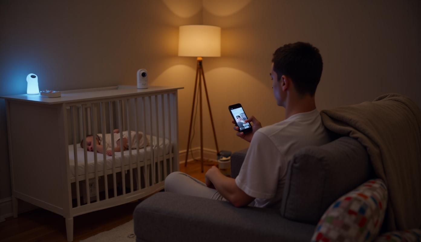 Sovende baby i moderne vugge